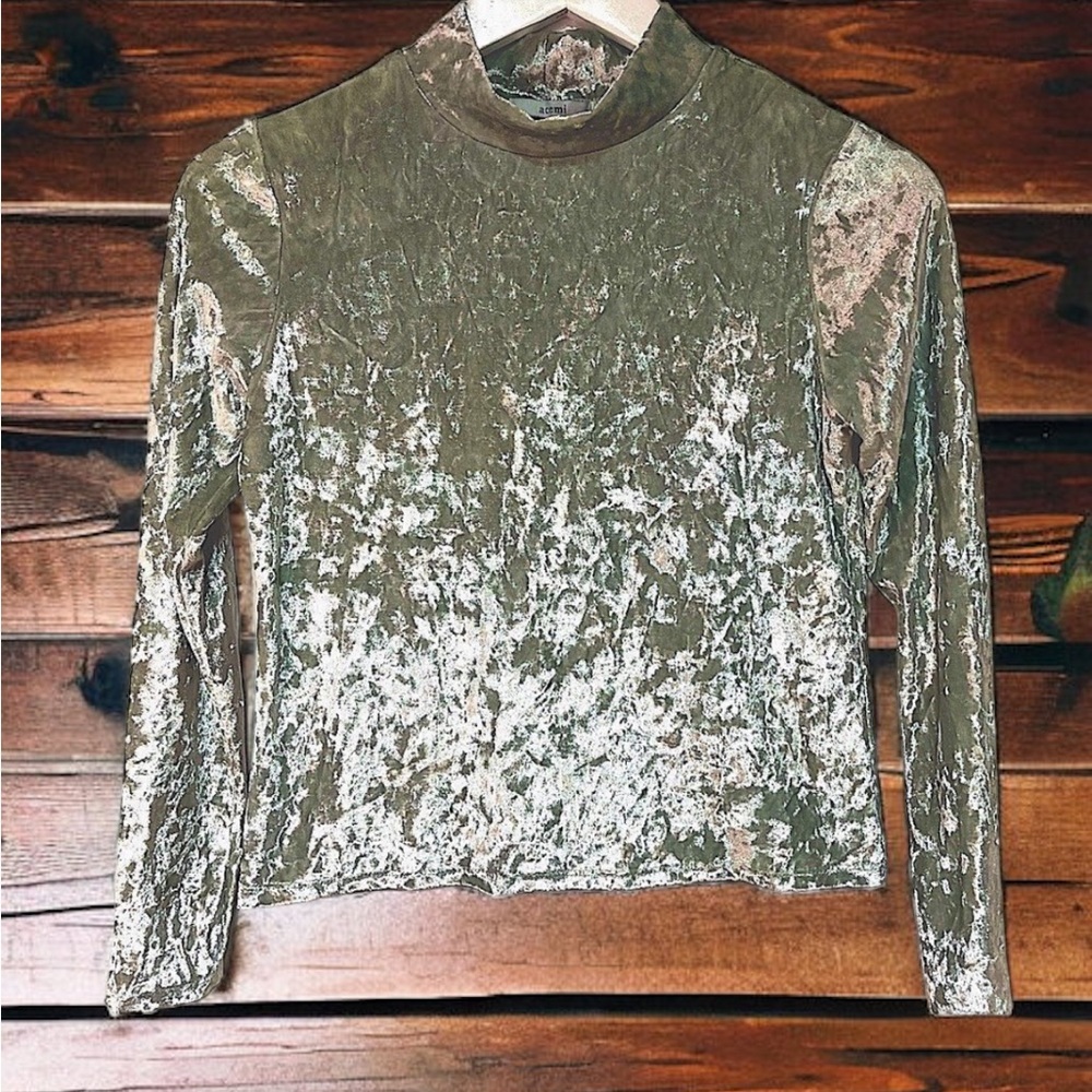 Y2k Velvet Going Out Top Pale Shimmer Silver Small Cute Top